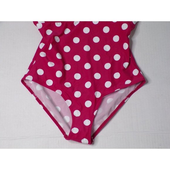 SEA LEVEL Frill One Piece Swimsuit Pink Polka Dot Print 10 NEW - Picture 6 of 8